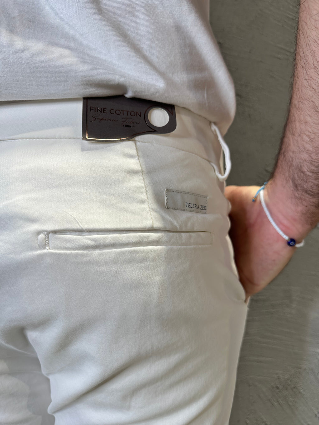 TELERIA ZED. Pantalone Chino Slim Fit Bianco. COD. 263