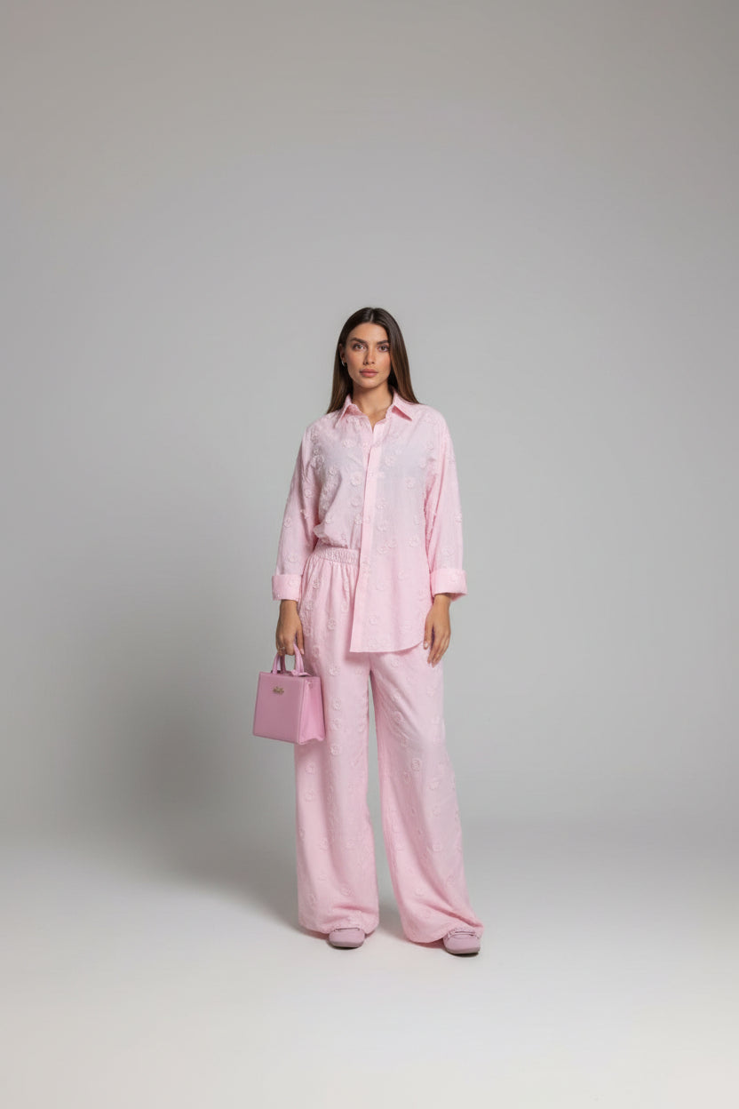 OUI ODILE Coordinato in cotone rosa cod 2066
