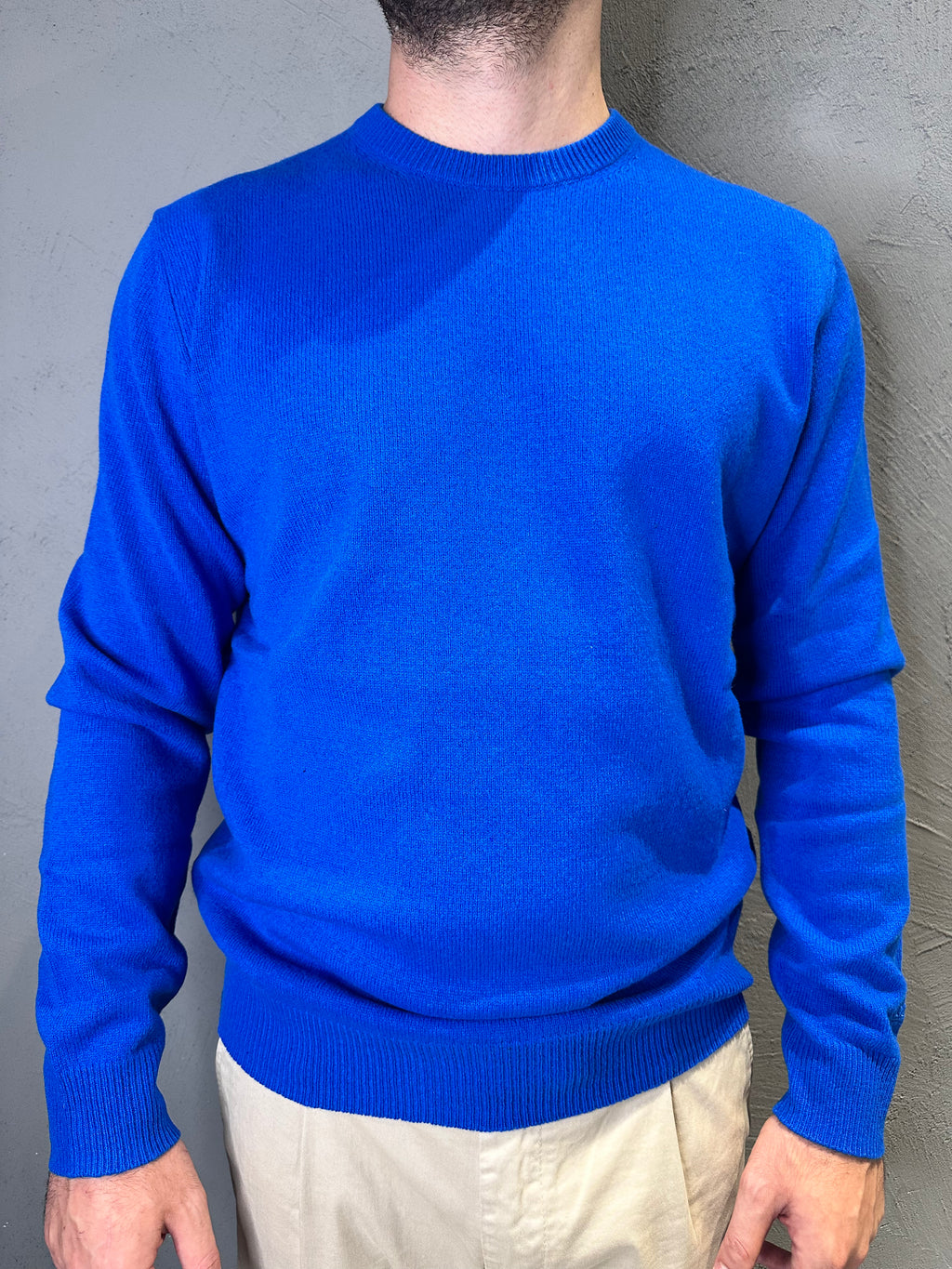SAINT BARTH. Maglione regent in lambswool bluette. COD. 206