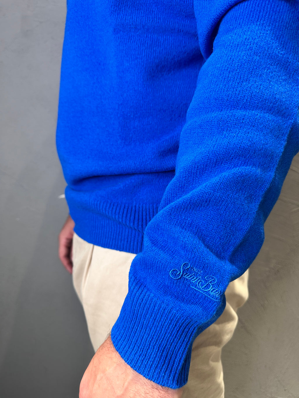 SAINT BARTH. Maglione regent in lambswool bluette. COD. 206
