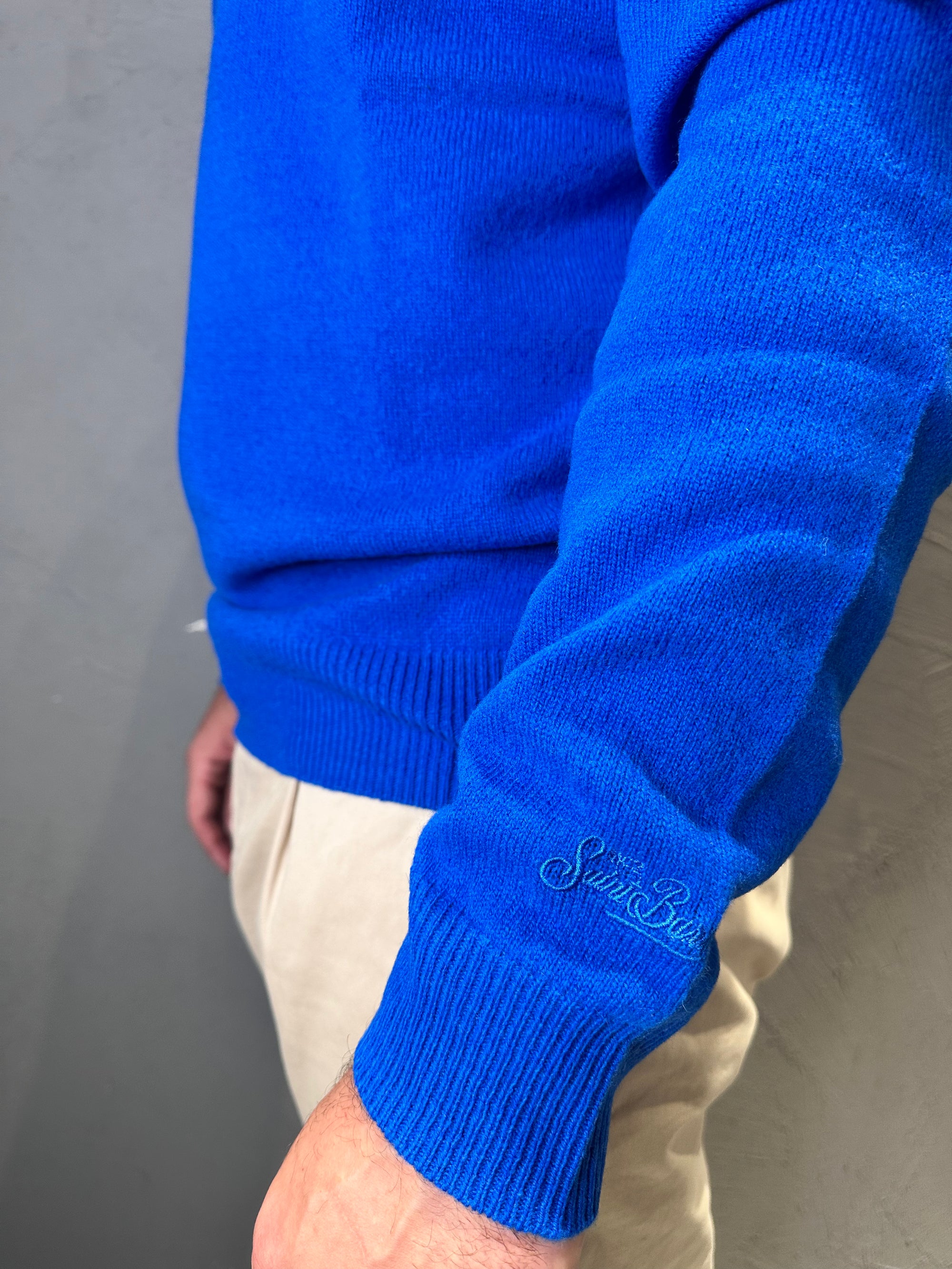 SAINT BARTH. Maglione regent in lambswool bluette. COD. 206