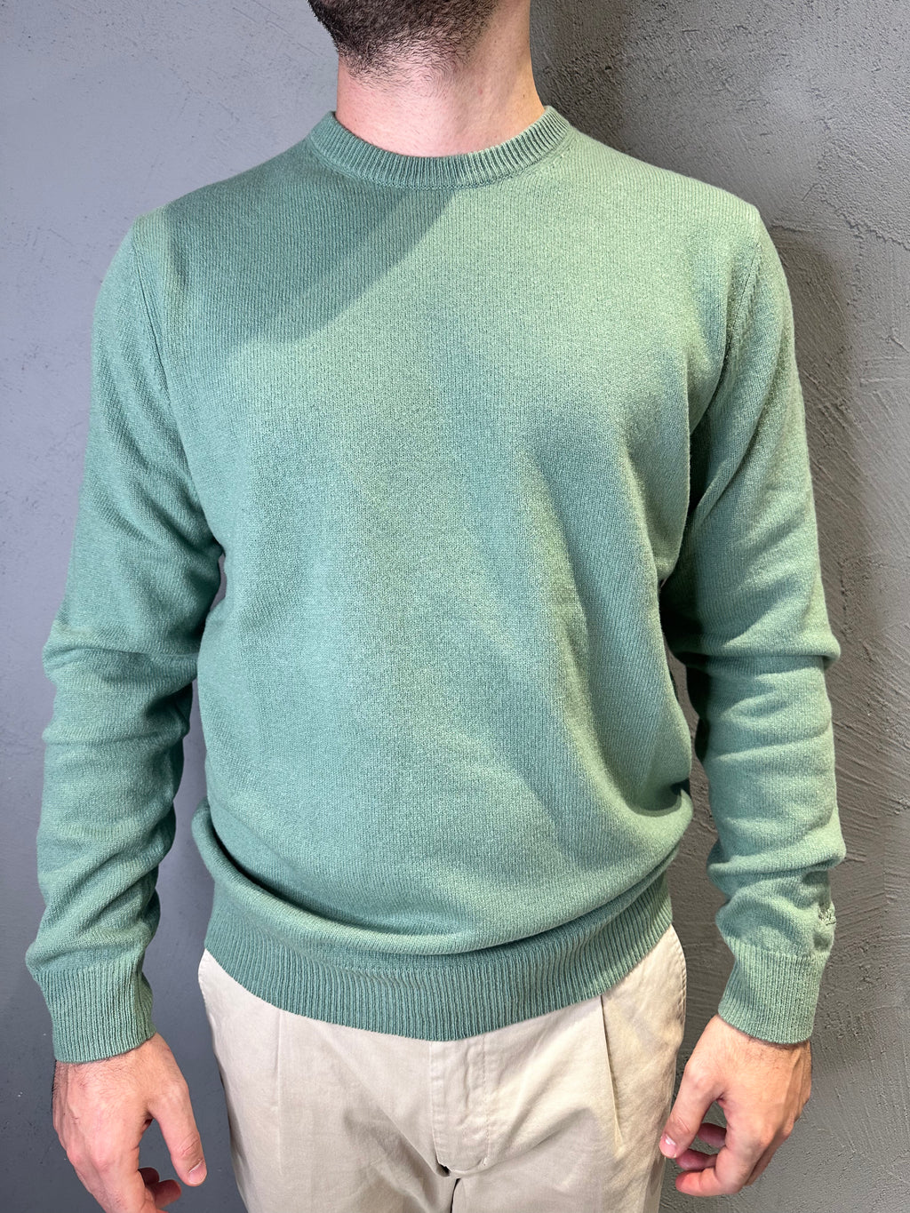 SAINT BARTH. Maglione regent in lambswool verde salvia. COD. 205