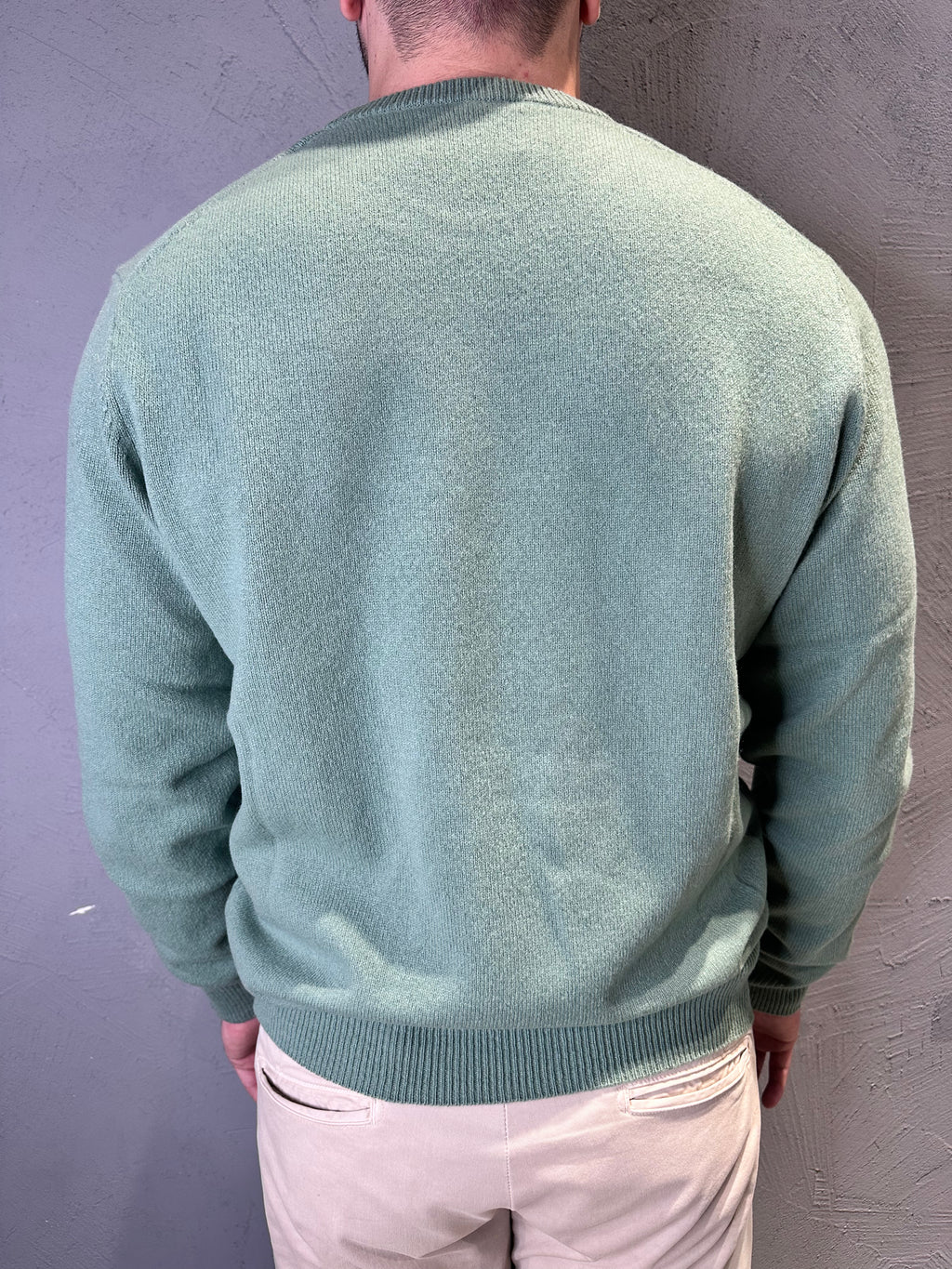 SAINT BARTH. Maglione regent in lambswool verde salvia. COD. 205