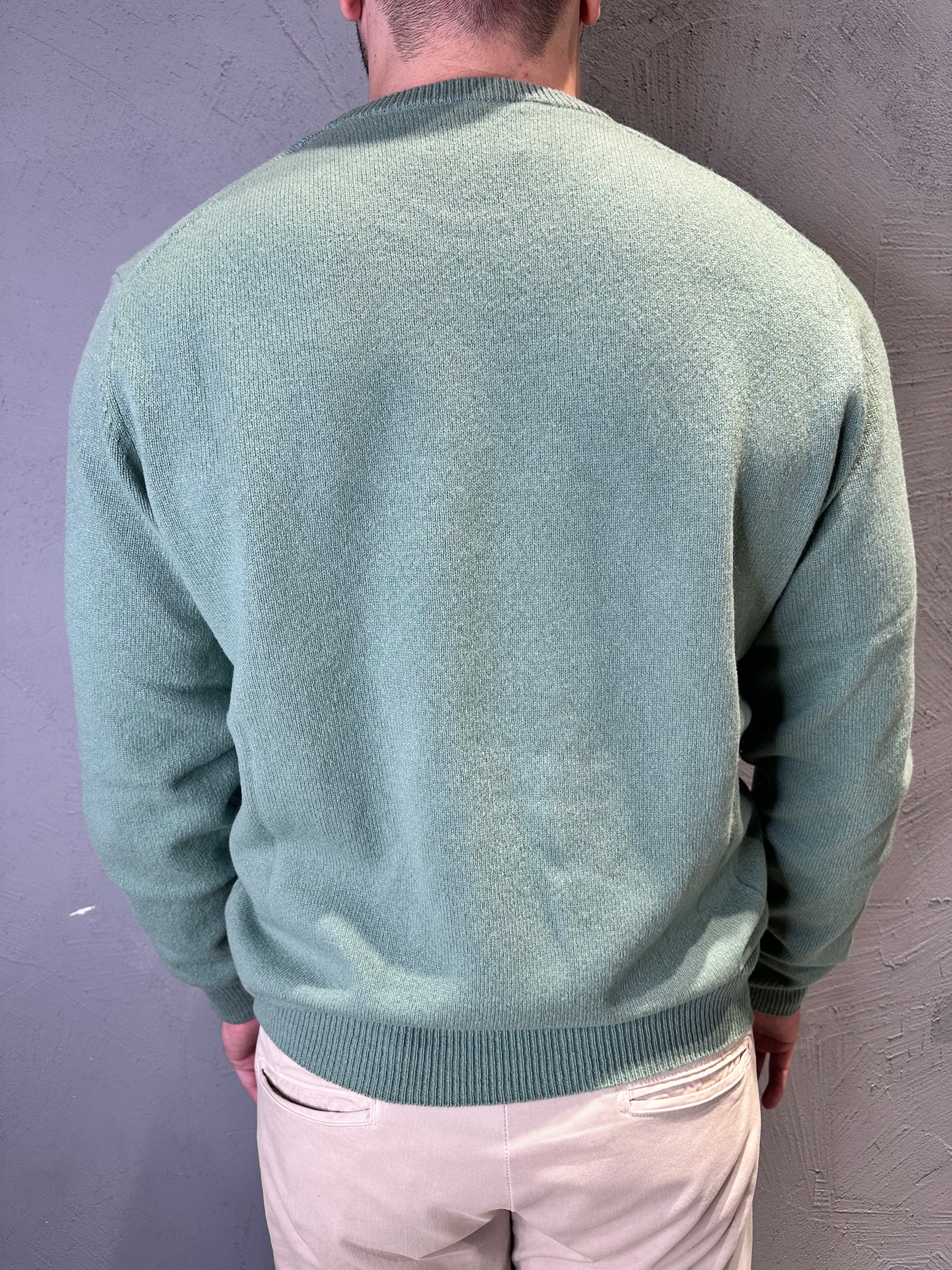 SAINT BARTH. Maglione regent in lambswool verde salvia. COD. 205