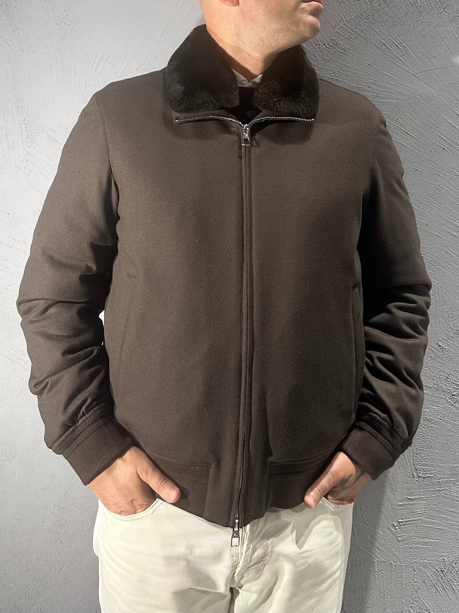 MONTECORE. GIUBBOTTO/BOMBER IMBOTTITO CON COLLO IN PELLICCIA. COD.289