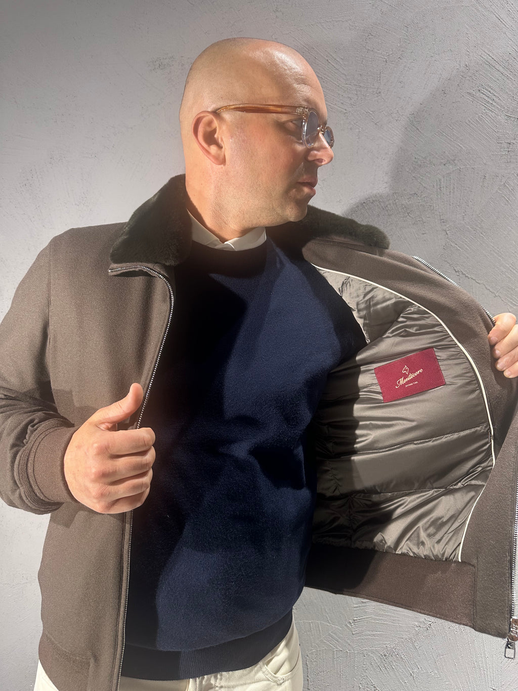 MONTECORE. GIUBBOTTO/BOMBER IMBOTTITO CON COLLO IN PELLICCIA. COD.289