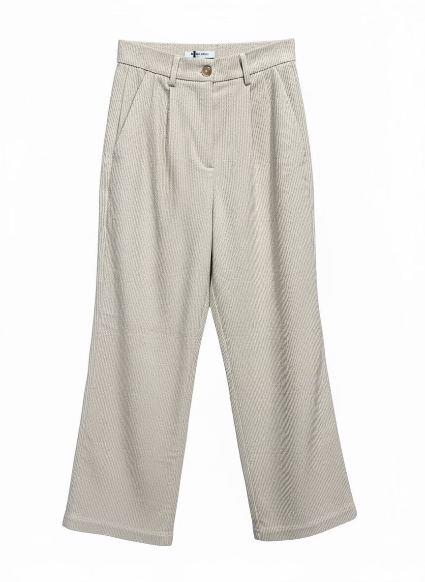 GLAMOROUS. Pantalone in velluto a costine stone. COD.817