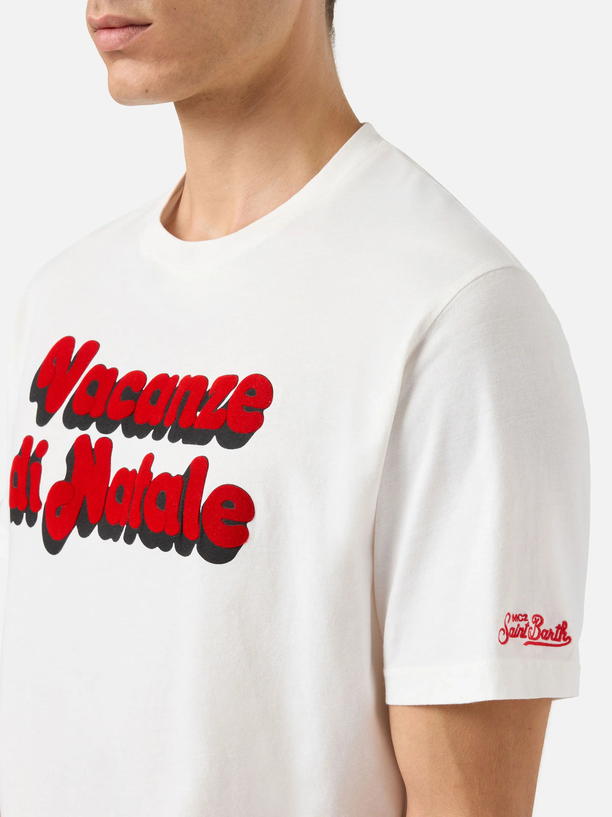 SAINT BARTH. T-Shirt in cotone con stampa Vacanze di Natale Special Edition. COD. 223