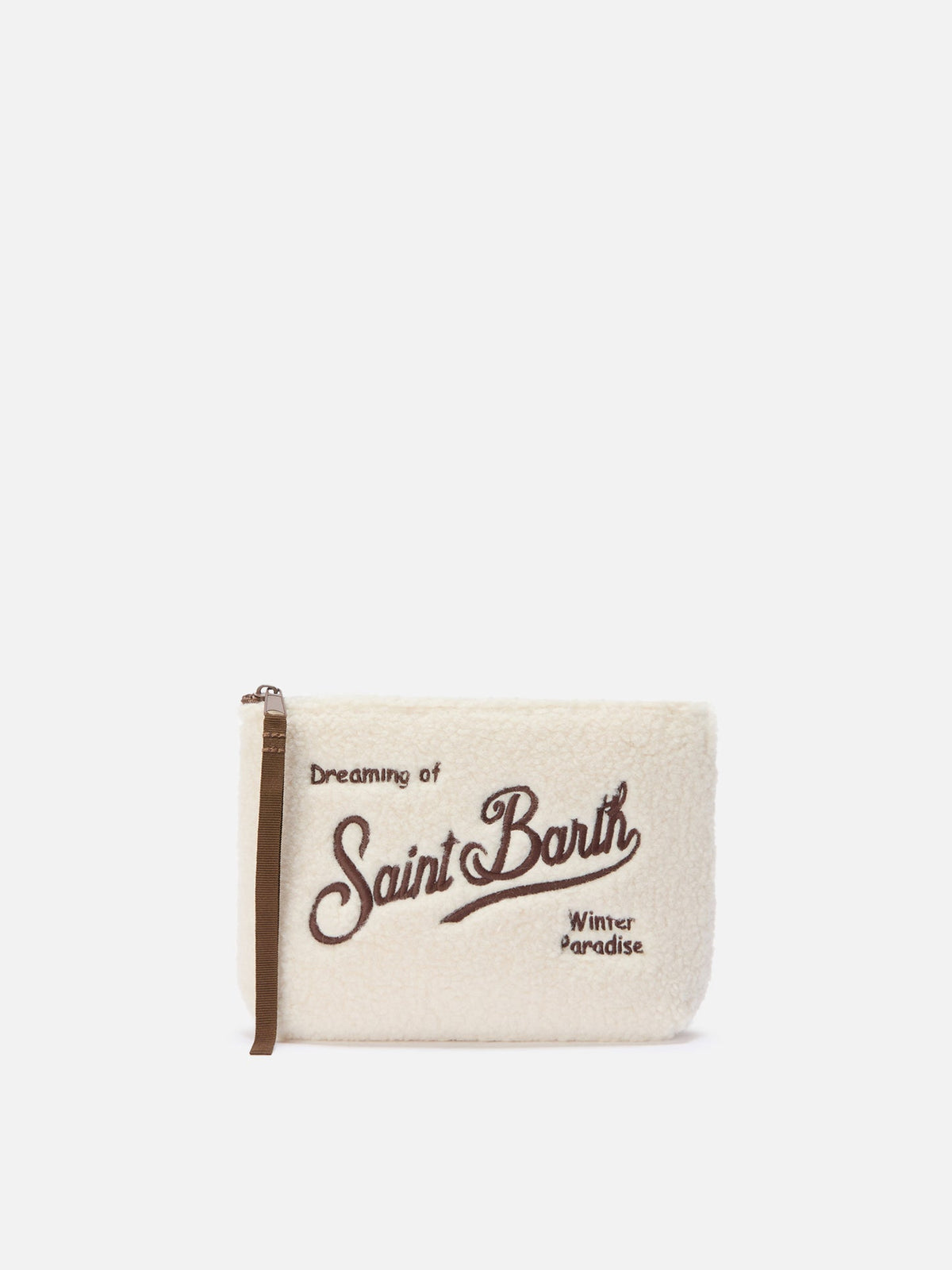 SAINT BARTH. Pochette Aline Teddy in sherpa beige. COD.523