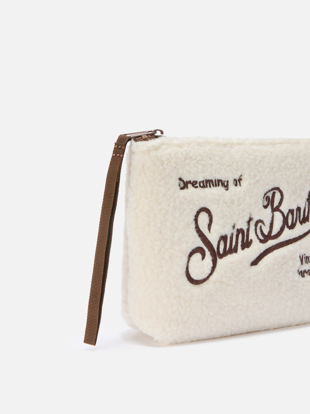 SAINT BARTH. Pochette Aline Teddy in sherpa beige. COD.523