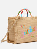SAINT BARTH Borsa Colette effetto paglia con loro ricamata COD 3063