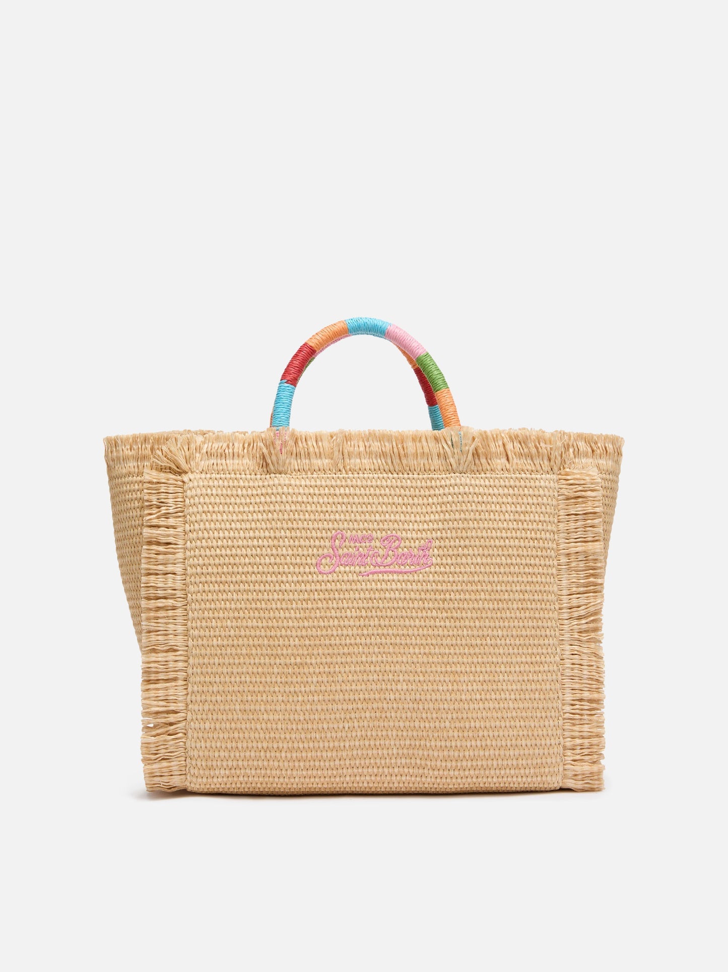 SAINT BARTH Borsa Colette effetto paglia con loro ricamata COD 3063