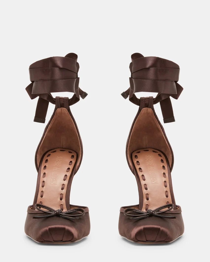STEVE MADDEN Larina ballerina con tacco marrone satin cod 3095 iw