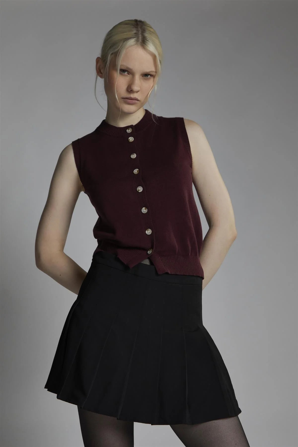 GLAMOROUS Crop top burgundy COD.812