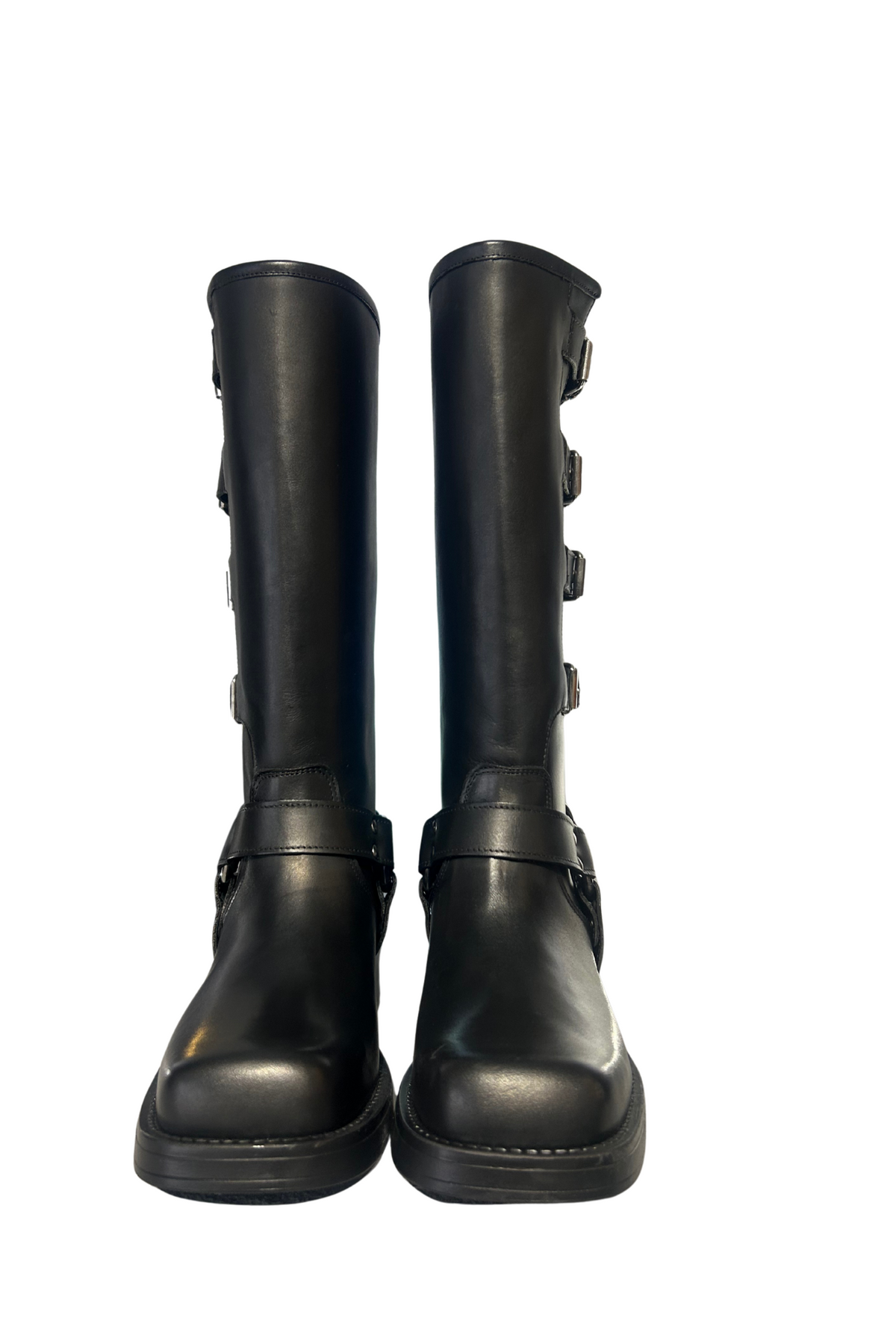 Stivale biker nero in pelle. COD. 317