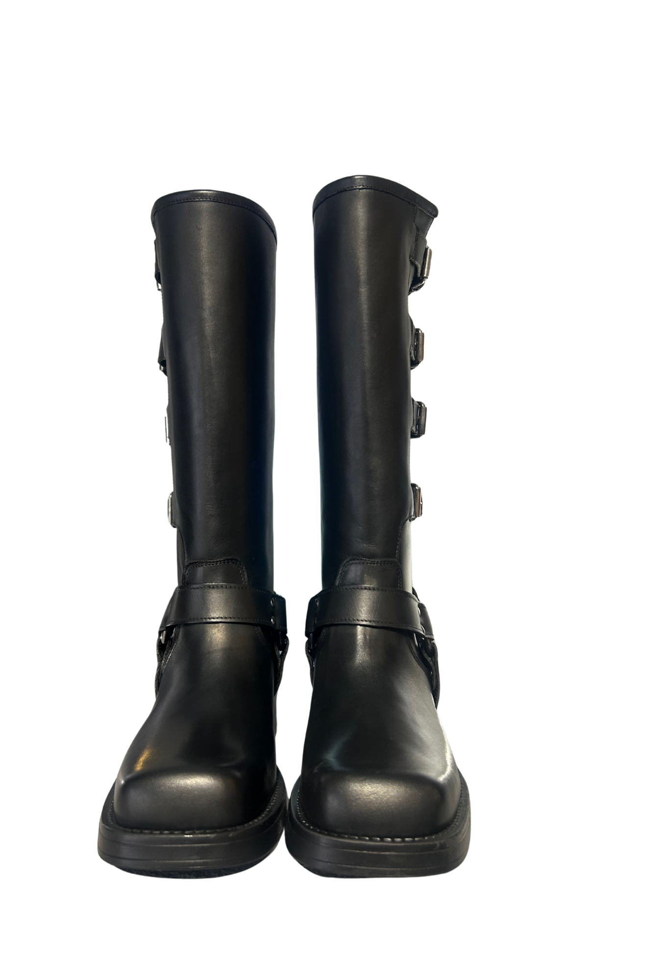 Stivale biker nero in pelle. COD. 317