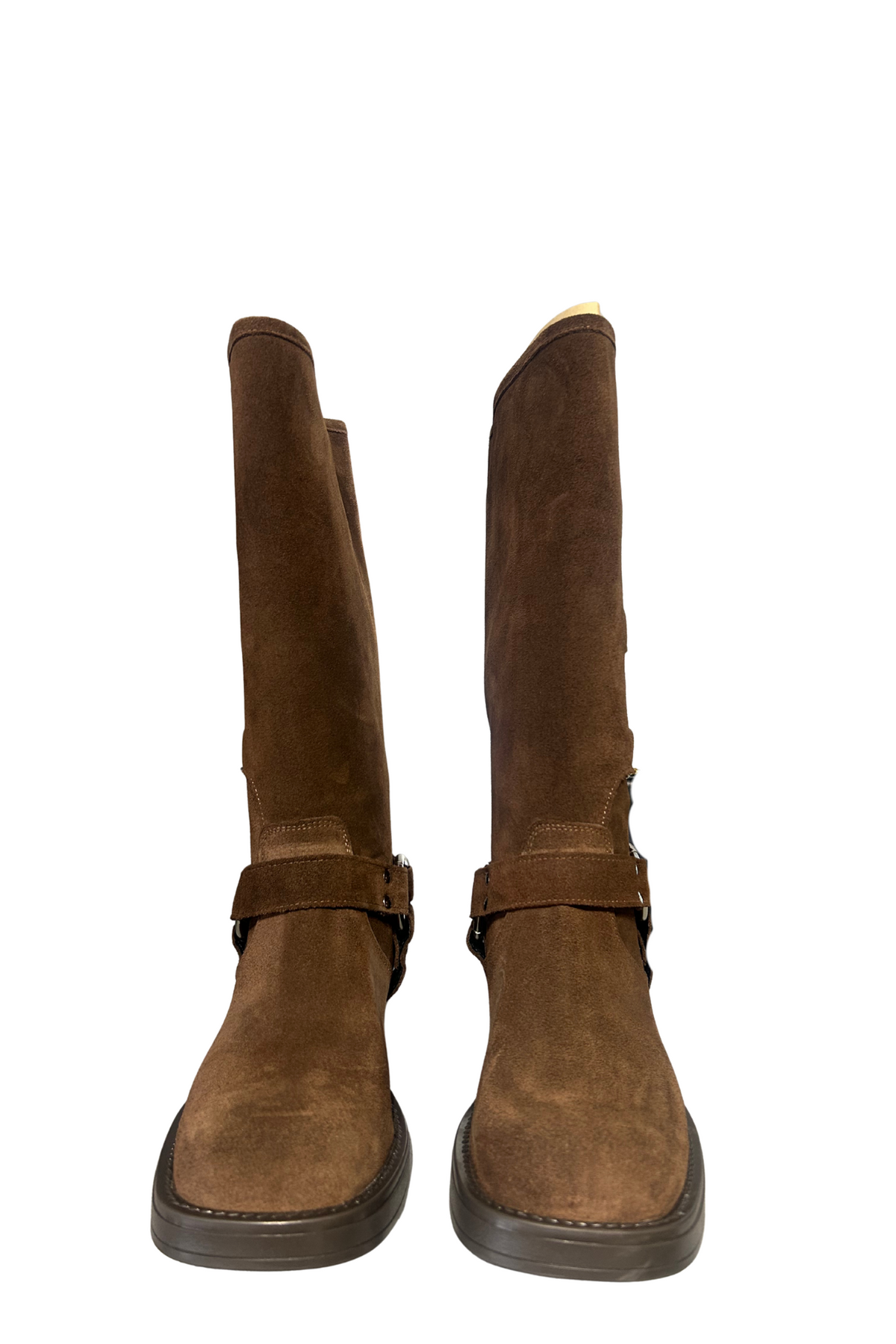 Stivale biker camoscio cioccolato. COD. 316