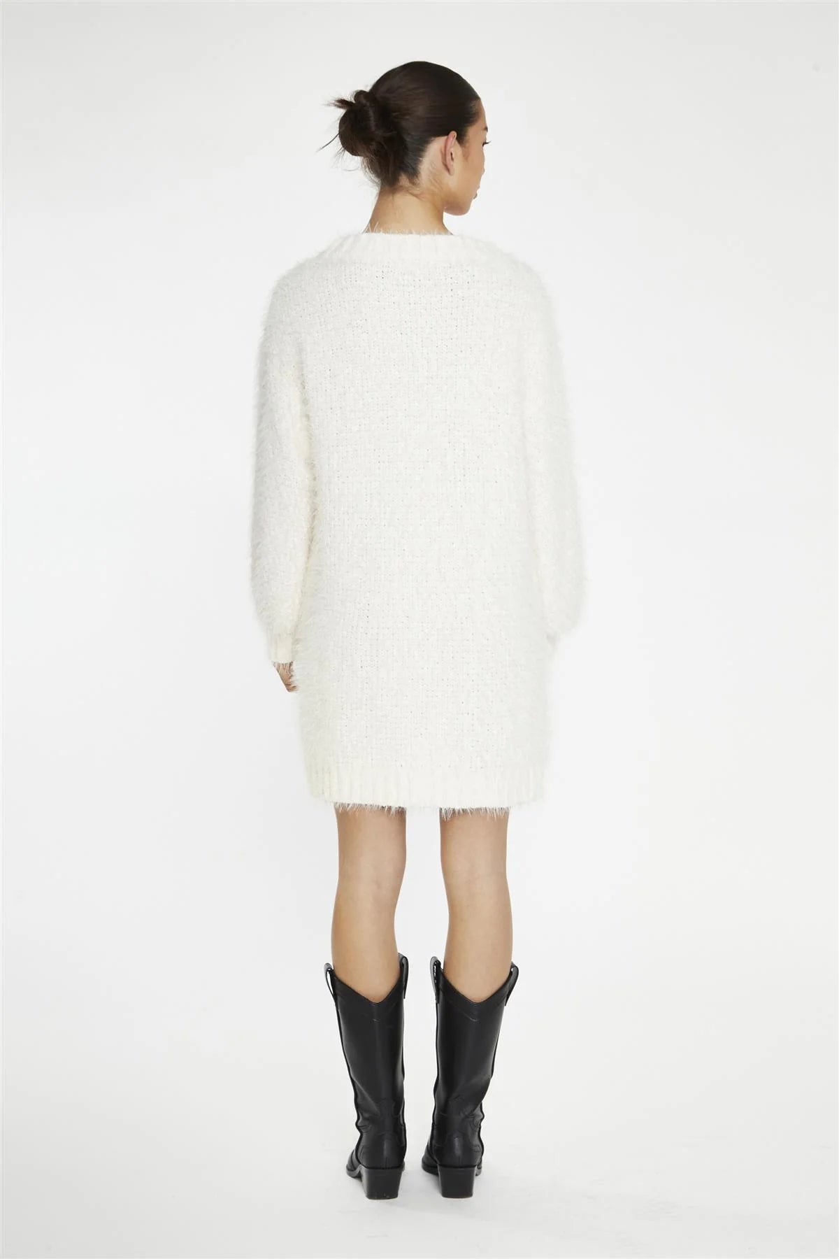 GLAMOROUS. Mini-abito in maglione crema. COD.808