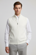 KANGRA Gilet in maglia con zip burro cod 6064