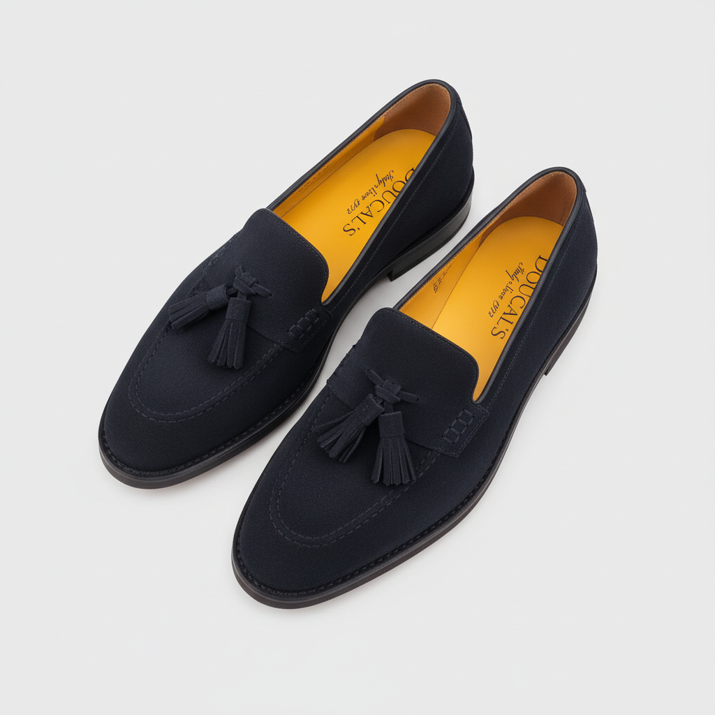 DOUCAL'S Mocassino in suede con nappine blu cod 7001