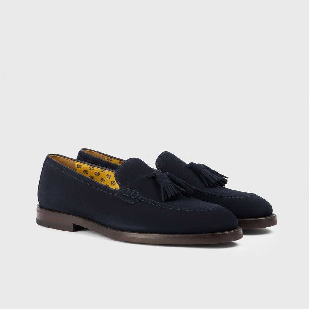 DOUCAL'S Mocassino in suede con nappine blu cod 7001