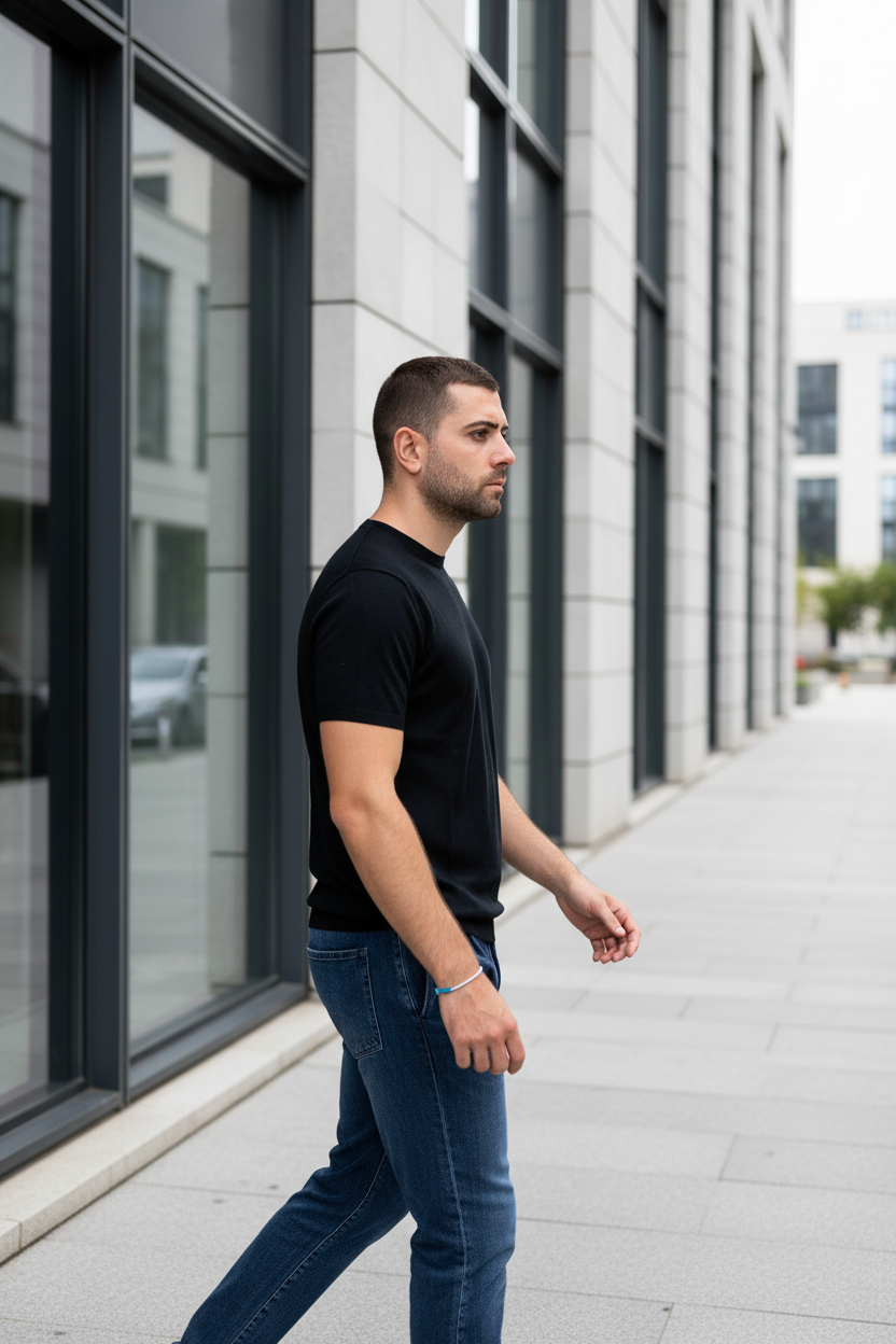 KANGRA. Maglia girocollo in lana merino. Nero. COD. 228