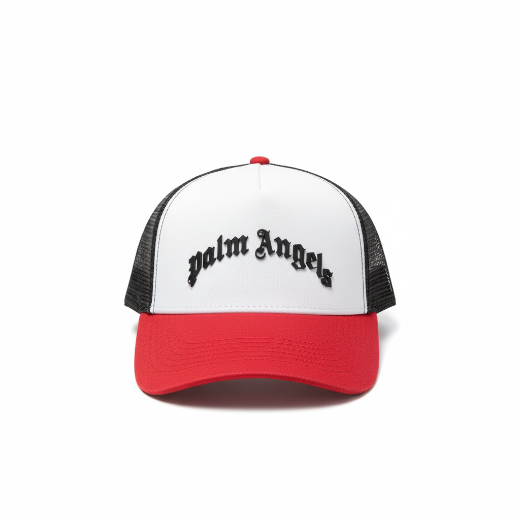 PALM ANGELS curved logo trucker cap cod 5005
