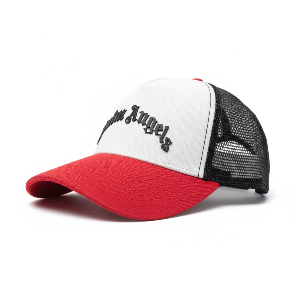 PALM ANGELS curved logo trucker cap cod 5005