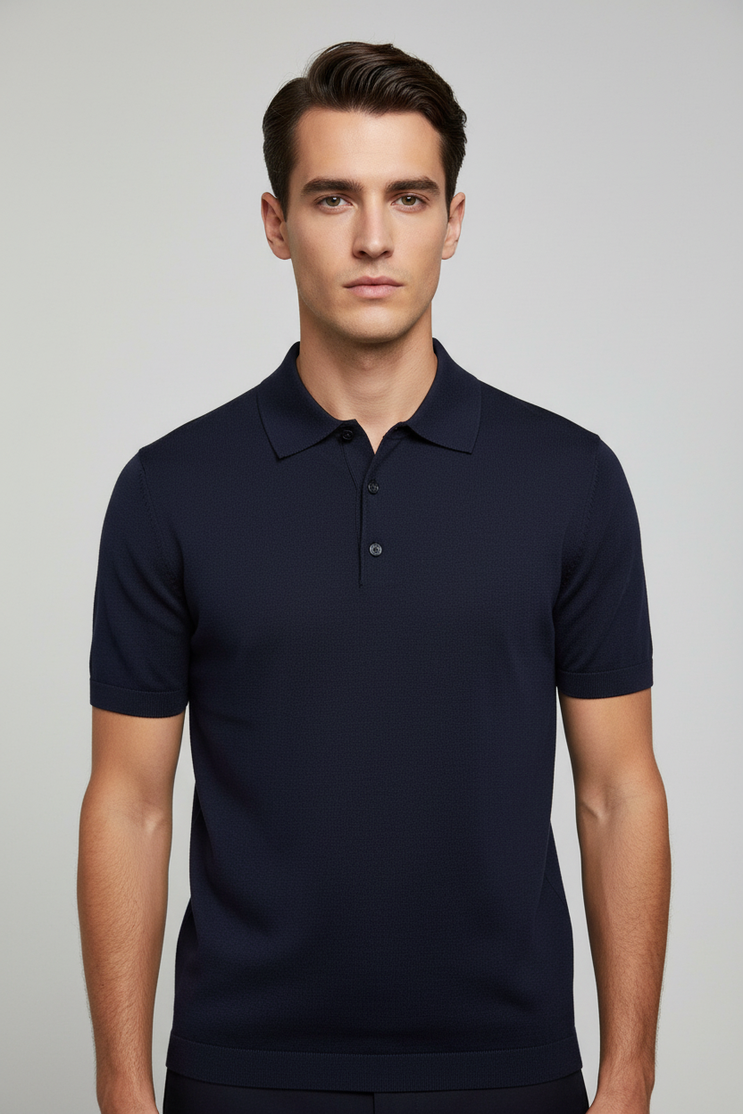 KANGRA Polo manica corta cotone blu cod 6062