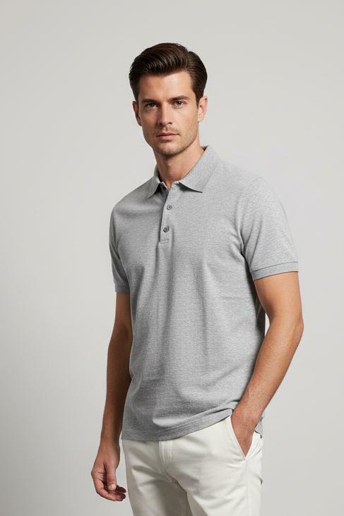 KANGRA Polo manica corta grigia cotone cod 6066