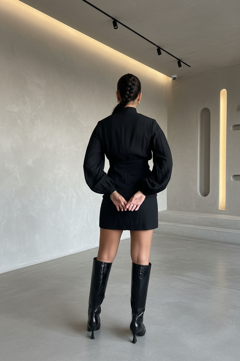 GLAMOROUS Abito nero corto COD.820