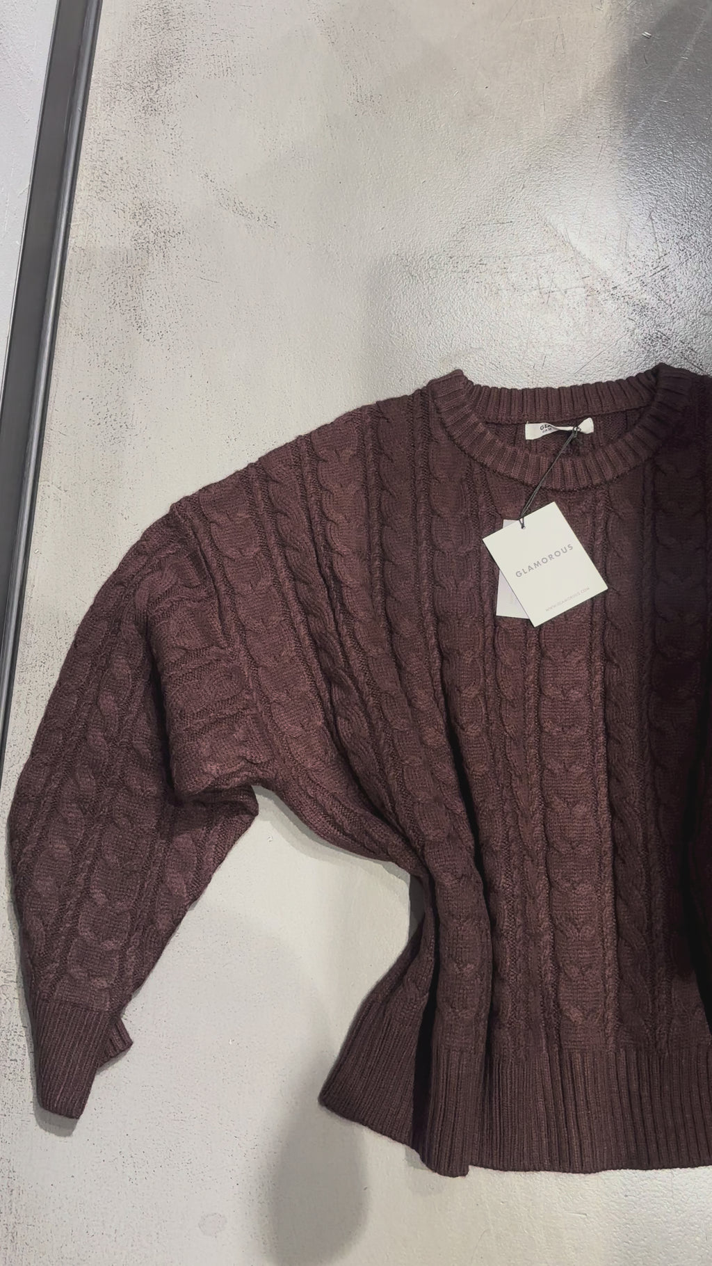 GLAMOROUS maglione trecce marrone cod 2198 iw