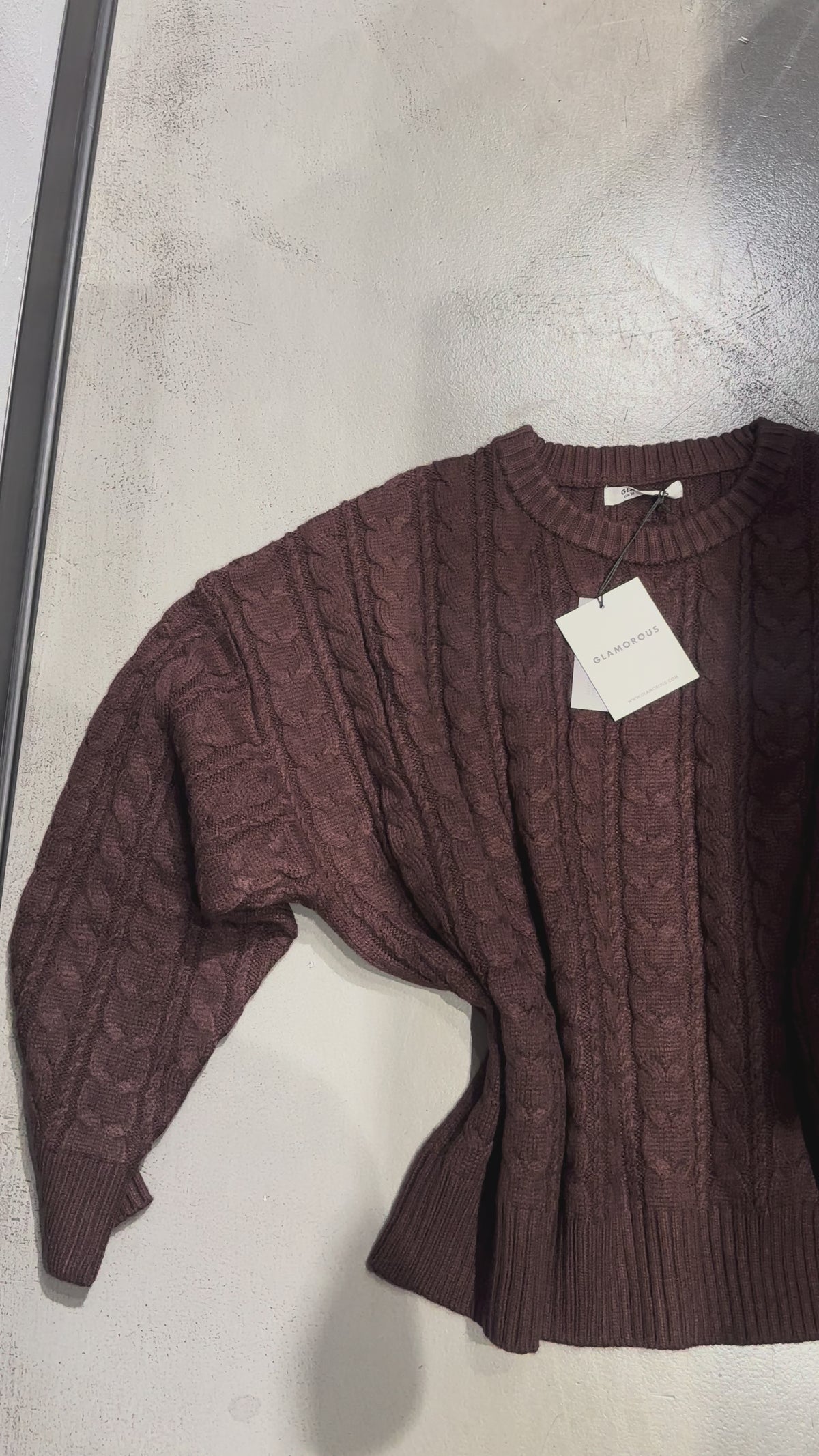 GLAMOROUS maglione trecce marrone cod 2198 iw