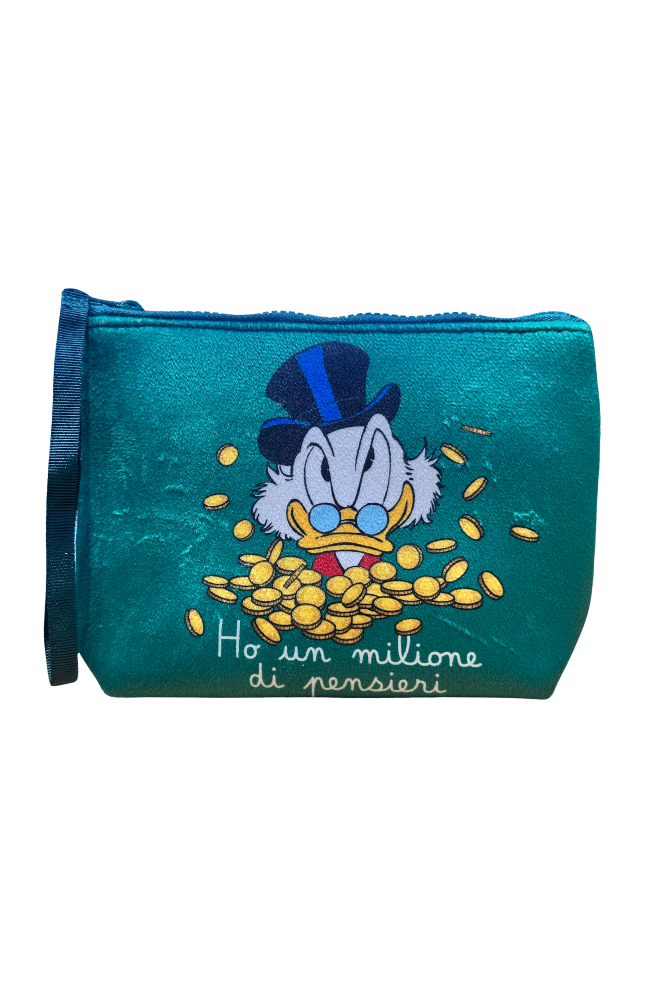 SAINT BARTH. Pochette Aline effetto lana con stampa Scrooge Pensieri. COD.506