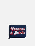 SAINT BARTH. Pochette Aline effetto lana con stampa Vacanze di natale special edition Blu. COD.511