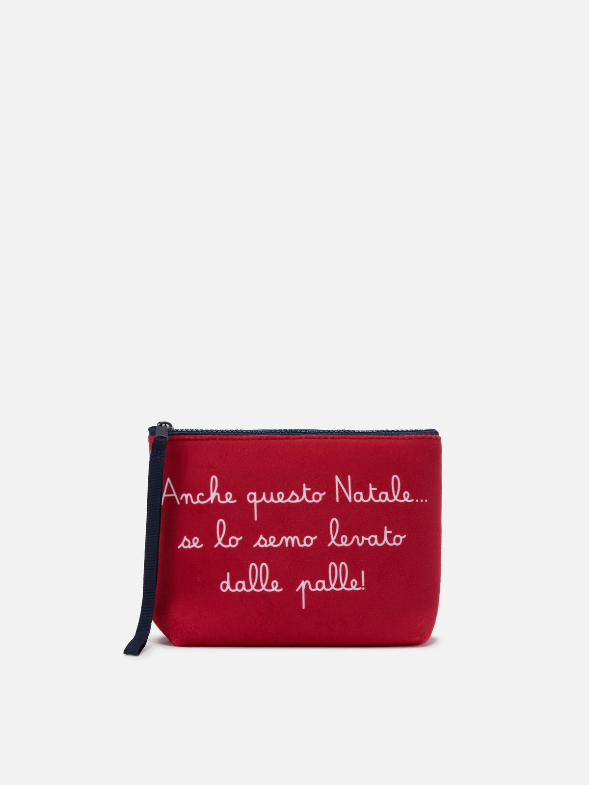 SAINT BARTH. Pochette Aline effetto lana con stampa Vacanze di natale speciale Rossa. COD.512