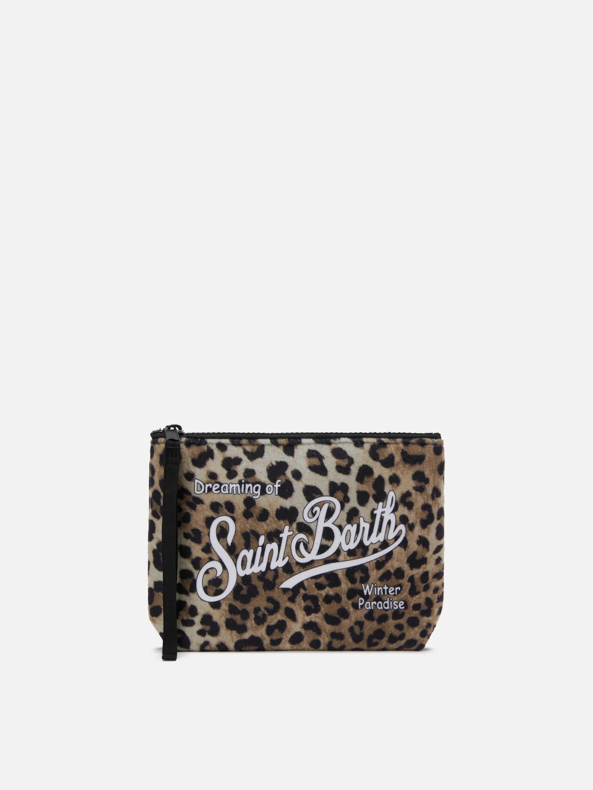 SAINT BARTH. Pochette Aline effetto lana con stampa Leopardata. COD.515